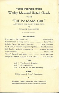 Programme for YPU play "The Pajama Girl: A Mystery Comedy in Three Acts," n.d.