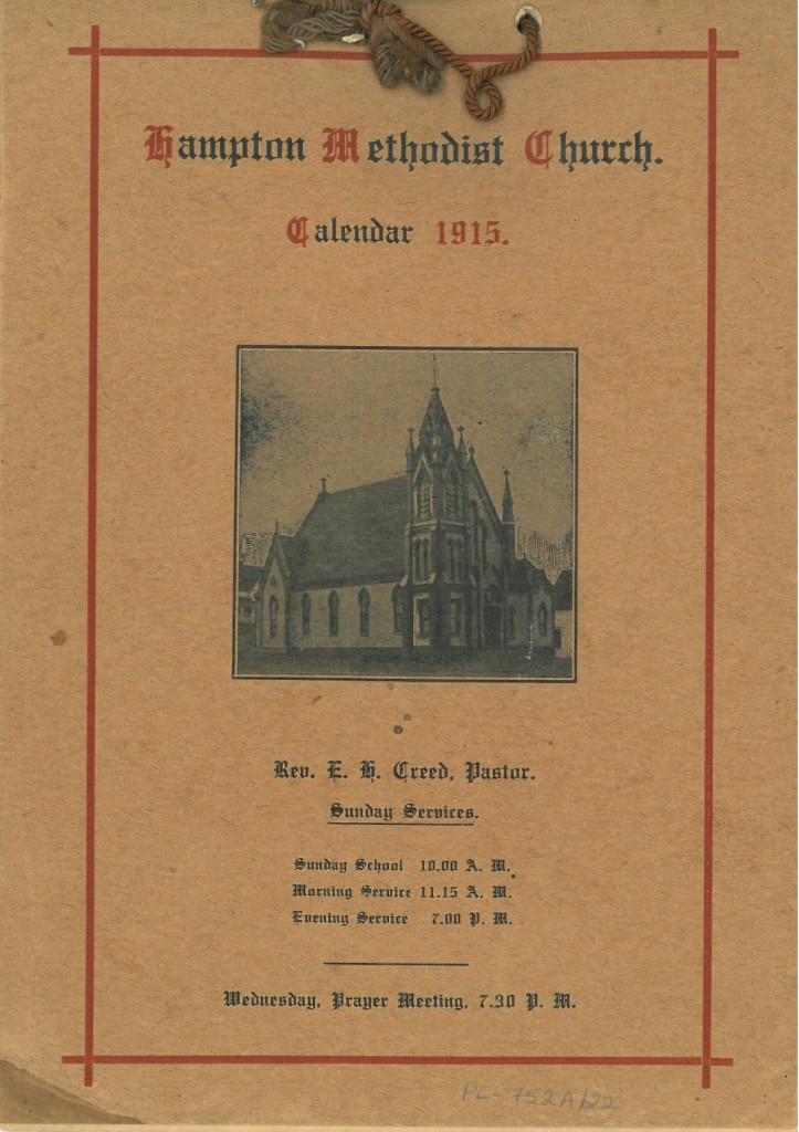 Hampton Methodist Church Calendar, 1915
