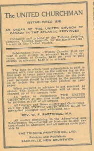 United Churchman ad, December 18, 1929