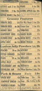 1949 grocery advertisement from The Campbellton Graphic