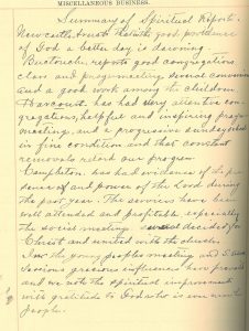 Chatham District spiritual reports, 1899