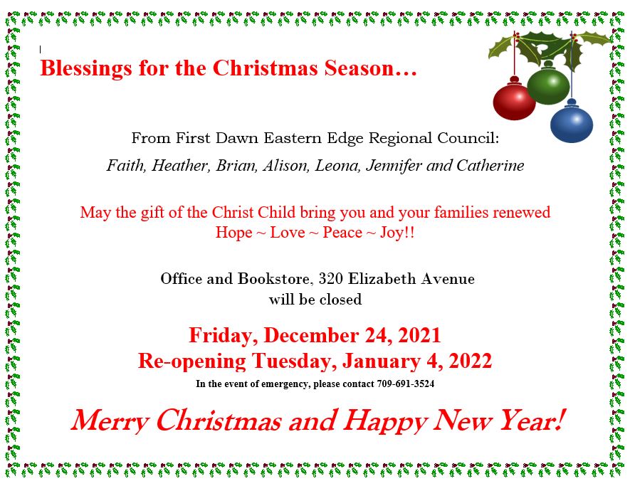 Christmas Greetings from First Dawn Eastern Edge Regional Council Office