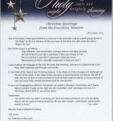 Christmas Message 2022, from the Executive Minister, Rev. Faith March-MacCuish